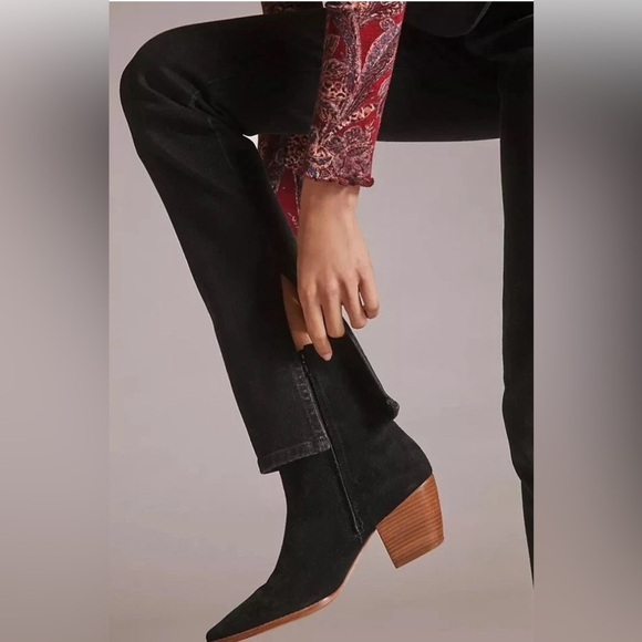 ANTHROPOLOGIE PILCRO JEANS THE SPLIT STRAIGHT BOOTCUT LONG BLACK CHARCOAL 27 EUC - Picture 3 of 3